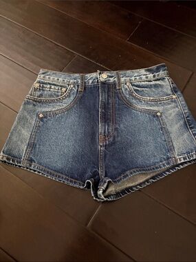 GRLFRND The Kyla High-Rise Dark Blue Denim Shorts